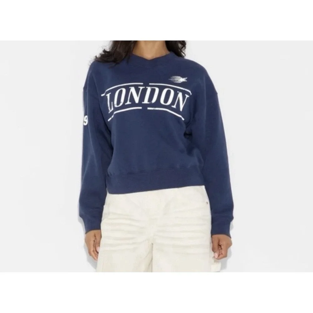 Wild Fable Women's Oversized Pullover Sweatshirt Navy Blue Sz L NWT - Picture 3 of 9